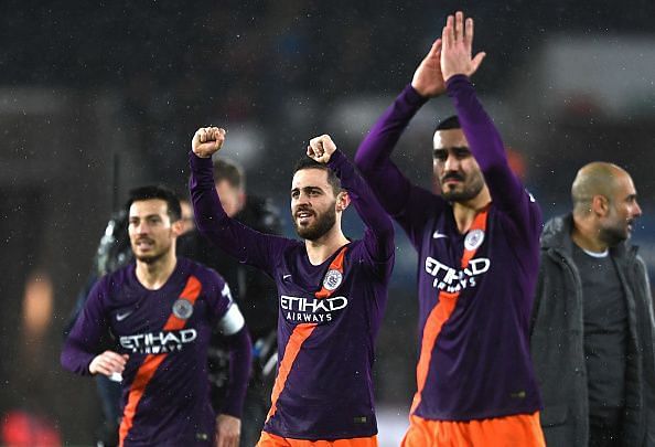 Bernardo Silva (centre) was City's Man of the Match on a night where they needed to dig deep and recover